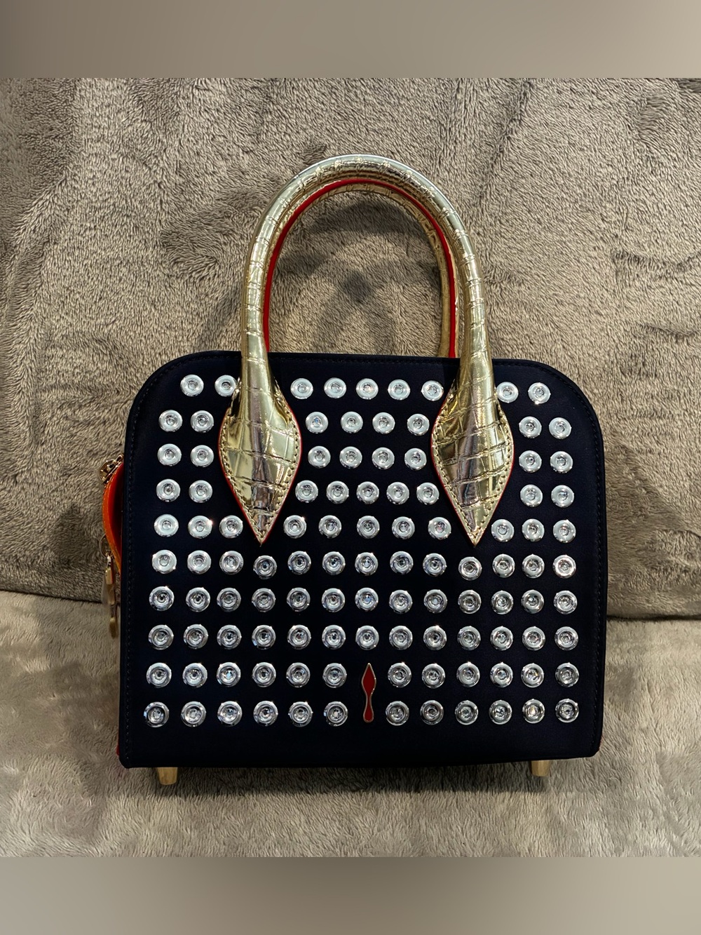 Christian Louboutin Multicolor Studded Mini Dome Satchel - Picture 8 of 9